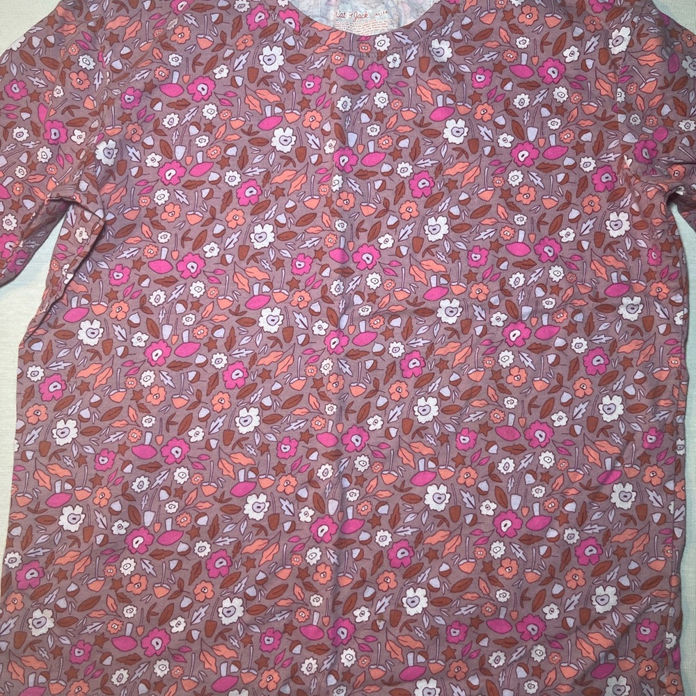 Cat & Jack Floral Long Sleeve Shirt - Pink and Purple